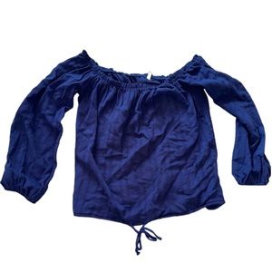 BLUE OFF-SHOULDER LONGSLEEVE TOP